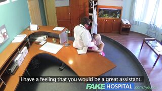 FakeHospital Flawless hot golden-haired receives probed and squirts on doctors receptionist desk