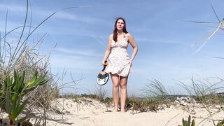 One day at the public nudist beach in Portugal. Undressed tennis and masturbation near strangers. Part 1