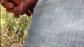 Penis flash in front granny and touching cock outdoor!