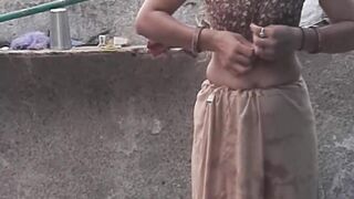 Rajasthani daughter in law taking bathroom