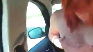 Redhead Dogging in car