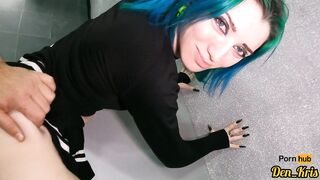 Cute blue haired student enjoys a bit of ass after school