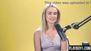 Bushy bush teen golden-haired pornstar plays with her vagina until climax